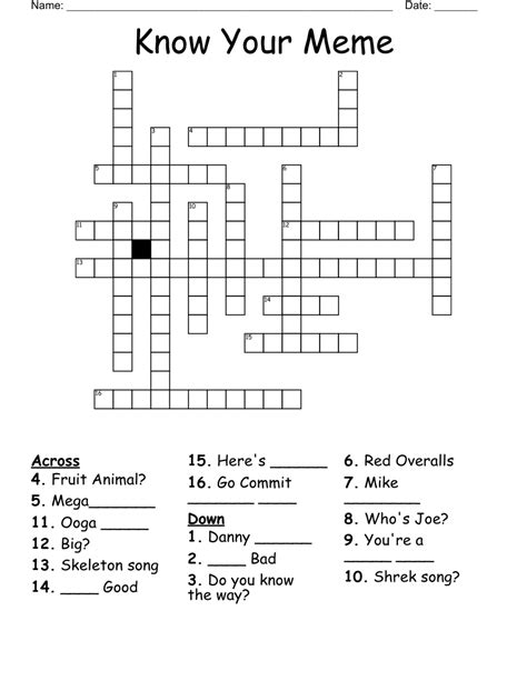 crossword meme|meme creature crossword.